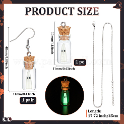 Стеклянная бутылка серьги и подвески ожерелья комплект для женщин&nbsp;SJEW-PH0001-17