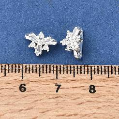 Barre distanziatrici a forma di fiore con micro pavé di zirconi cubici trasparenti in ottone&nbsp;KK-C258-08S