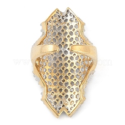 Кольцо-манжета сова из латуни с микропаве из прозрачных кубических цирконий для женщин RJEW-Q819-14G