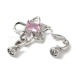 Покрытие стойки латунное паве розовое стекло складные застежки&nbsp;KK-E084-35P