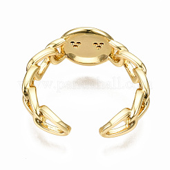 Плоские круглые латунные кольца с микропаве и кубическим цирконием&nbsp;RJEW-N035-001-NF