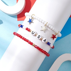 3шт. 3 стиля гальванизированных стеклянных бусин и набор для браслета из стеклянных бусин&nbsp;BJEW-TA00595