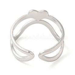 Bague ouverte en acier inoxydable 304 anti-ternissement en forme de cœur pour femme&nbsp;RJEW-I098-22P