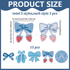 15 шт. 5 стиля бант тема самоклеящаяся компьютерная вышивка ткань приклеиваемая/пришивная нашивка&nbsp;DIY-AR0004-84