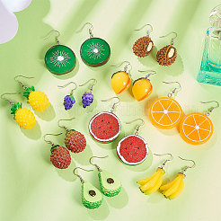 Изготовление подвесок из смолы с подвесками из тонированного железа и латунными крючками для сережек&nbsp;DIY-SC0009-24