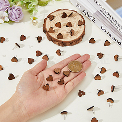 20 шт. фурнитура для сережек-гвоздиков из дерева в форме сердца FIND-FH0008-48