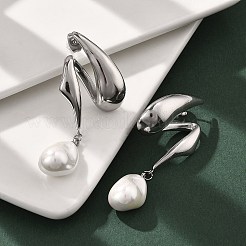 Серьги-гвоздики из нержавеющей стали 304 с жемчугом для женщин EJEW-U051-07P