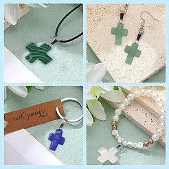 20 шт. подвески-кресты из опалита/синтетического авантюрина/малахита/бирюзы/натуральной голубой яшмы/сумасшедшего агата/зеленого авантюрина/индийского агата/топаза и нефрита&nbsp;G-YW0002-27