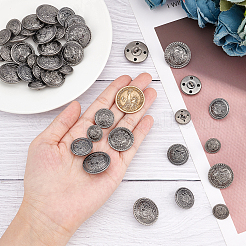 40 шт. 5 стильных латунных пуговиц с 4 отверстиями BUTT-GF0001-07B