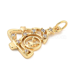 Placage de crémaillère en laiton micro pavé pendentifs en zircone cubique claire&nbsp;KK-B093-16G