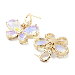 Латунные микро проложить серьги стержня кубического циркония&nbsp;EJEW-Q800-41G