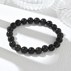 Stretch-Armbänder aus natürlichem Obsidian mit runden Perlen&nbsp;GG-CBA12F1-02A-06