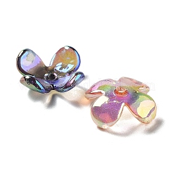 UVメッキ透明アクリルビーズキャップ  虹色の  花  ミックスカラー  16x16x5.5mm  穴：1.6mm&nbsp;MACR-K356-15F