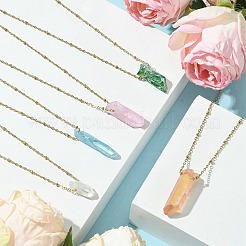 Гальванические ожерелья с подвесками-призмами из натурального кварца NJEW-JN05029-01