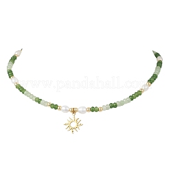 Комплекты браслетов и ожерелий из натурального окрашенного малайзийского нефрита и натурального культивированного пресноводного жемчуга&nbsp;SJEW-JS01373-02