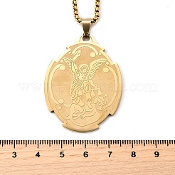 Женские подвески-колье из нержавеющей стали 201 с изображением святого Михаила Архангела NJEW-M105-02G