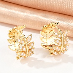 Серьги-кольца из латуни в форме листа&nbsp;KK-U058-64G