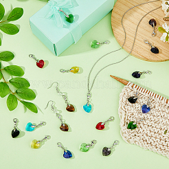 20 шт. 10-х цветные стеклянные подвесные украшения в форме сердца&nbsp;HJEW-HS00042