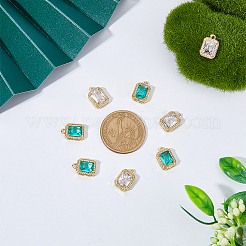 8 шт. 2-цветные восьмиугольные прямоугольные латунные подвески с микропаве из кубического циркония&nbsp;KK-DC0002-81