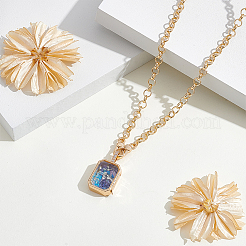 1 шт. латунный медальон с микропаве из прозрачных кубических цирконий и стекла&nbsp;NJEW-NB0001-33B