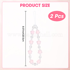 Ремешок на запястье для мобильного телефона с пластиковыми бусинами&nbsp;AJEW-WH20010-63A