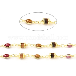 Колонна из натурального тигрового глаза и красочная эмалированная цепочка из конского глаза CHC-G017-03G