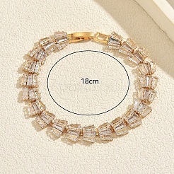 Bracciali tennis vintage da donna in ottone con pavé di zirconi cubici trasparenti.&nbsp;LY6413-1