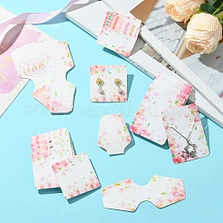 120 шт. 4 стиля цветочных напечатанных белых картонных карточек для демонстрации ожерелий и сережек CDIS-YW0001-14