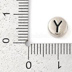 925 flache runde Sterlingsilberperlen mit Buchstaben&nbsp;LS-STER-G044-01AS-Y