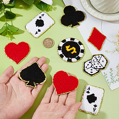 21 шт. полиэстеровая ткань для вышивки на тему азартной игры&nbsp;DIY-FH0009-63