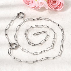 Ожерелье из текстурированной скрепки из нержавеющей стали 201 толщиной 4 мм.&nbsp;NJEW-K302-02P