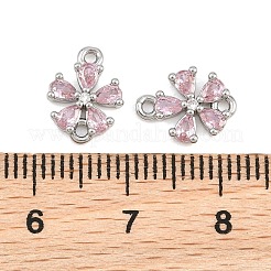 Breloques connecteurs en laiton pavé de zircones cubiques roses&nbsp;CU-CBAA6E8-01P