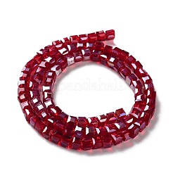 Abalorios de vidrio electroplate hebras&nbsp;LS-EGLA-R030-4x4mm-04