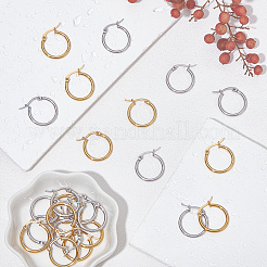 12 пара серег-колец из нержавеющей стали 201 двух цветов для женщин&nbsp;EJEW-UN0003-02