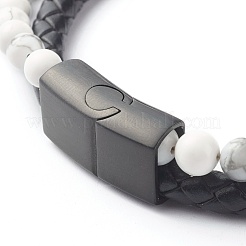 Braccialetti multifilo con perline rotonde in howlite naturale&nbsp;BJEW-JB06571-04