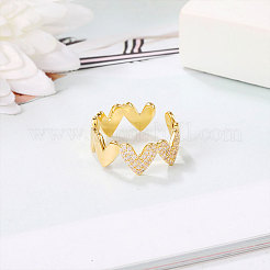 Женские латунные манжеты с микро-паве в виде сердца с прозрачным фианитом FS-WG66D21-01