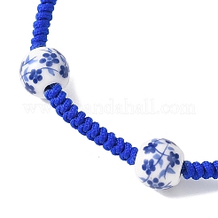 Круглые фарфоровые керамические бусины ручной работы с цветочным принтом&nbsp;BJEW-JB12841