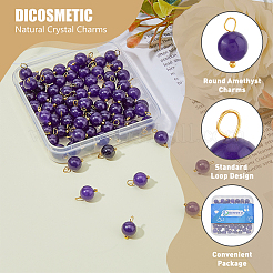 80шт натуральный аметист круглые подвески&nbsp;PALLOY-DC00001
