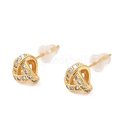 Серьги-гвоздики с латунным узлом и микропаве из прозрачных кубических цирконий&nbsp;EJEW-P331-04G