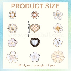 12 pendentif stéthoscope décoratif en alliage et résine émaillée en forme de fleur&nbsp;HJEW-SW00237
