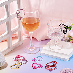 24 шт. 12-х цветные акриловые подвески для бокалов для вина&nbsp;AJEW-TA0002-92