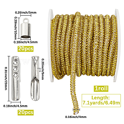 7.1 Yard (ca. {91} cm) runde Kordel aus GlasStrassen und synthetischem Gummi&nbsp;DIY-GF0013-74A