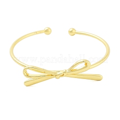 Латунные браслеты-манжеты с бантом для женщин&nbsp;LS-BJEW-Z072-03G-03