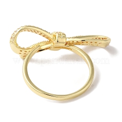 Женские кольца на палец из латуни с микро-паве и бантом из прозрачного циркония&nbsp;RJEW-C098-30G