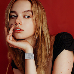 3шт. набор из широких браслетов-шнуровок со стразами двух цветов с бархатной подкладкой&nbsp;BJEW-AN0001-73