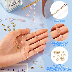 3 м наборы для изготовления ожерелья из натуральной крошки розового кварца и АБС-пластика с имитацией жемчуга&nbsp;CHC-TA0001-30B