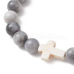 Эластичные браслеты из натуральных бусин «ястребиный глаз» и синтетической бирюзы для женщин и мужчин.&nbsp;BJEW-JB13312