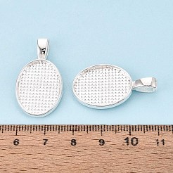 Cabochon ciondolo ovale piatto in lega stile tibetano&nbsp;PALLOY-WH0110-33H