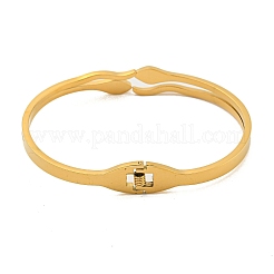 Женские браслеты-манжеты из нержавеющей стали 304 со стразами в виде змеи&nbsp;BJEW-P327-01B-G