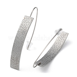 変色しない304ステンレススチール製女性用ダングルイヤリング  カーブ四角形  ステンレス鋼色  46.5x7mm&nbsp;EJEW-D085-01P-04